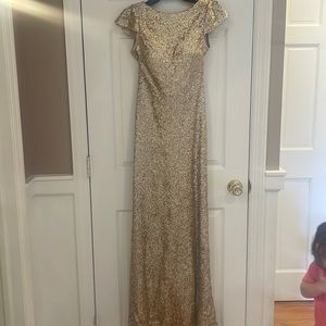 Sorella Vita bridesmaid dress. Gold sequins